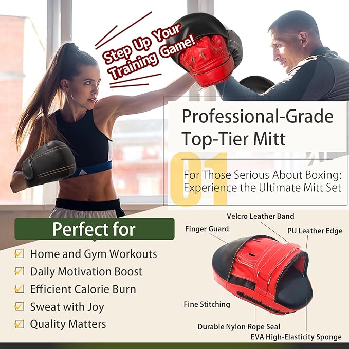 MERCIEL Pro Training Boxing Gloves and Boxing Punching Mitts for Adults – Comprehensive Boxing Set Adult Men and Women for Training, Muay Thai, MMA, Kickboxing, and Heavy Bag Work