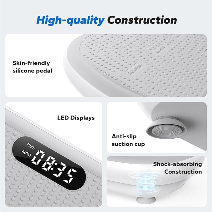 MERACH Vibration Plate Exercise Machine, Vibration Plate 440 Lbs Capacity, Bluetooth and Silicone Pedal, Stimulate Deep Fat, Vibration Plate for Lymphatic Drainage, Vibrating for Weight Loss