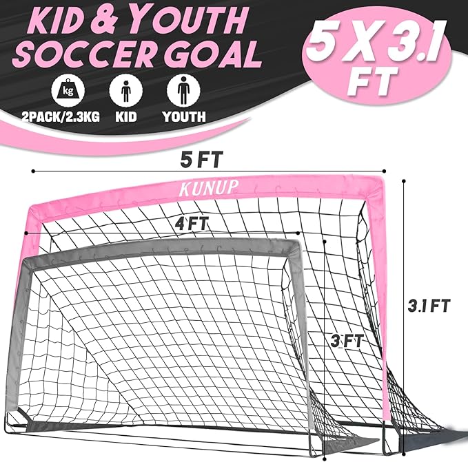 Kids Soccer Goals for Backyard 5×3, 6×4, 6×4, 9×5FT 9×5FT 2 2 Pieces