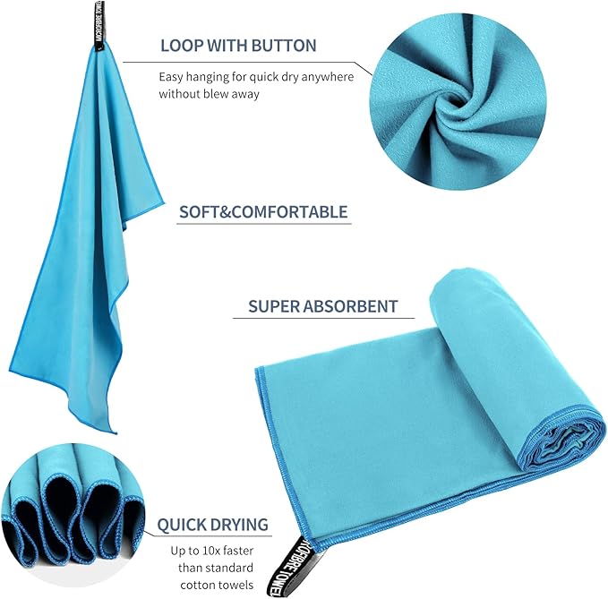 Microfiber Travel Towel (XXL:40"×72" -MarineBlue)