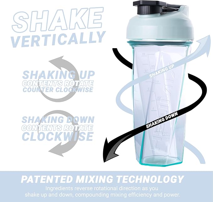 HELIMIX 2.0 Vortex Blender Shaker Bottle Holds upto 28oz | No Blending Ball or Whisk | USA Made | Portable Pre Workout Whey Protein Drink Shaker Cup | Mixes Cocktails Smoothies Shakes | Top Rack Safe
