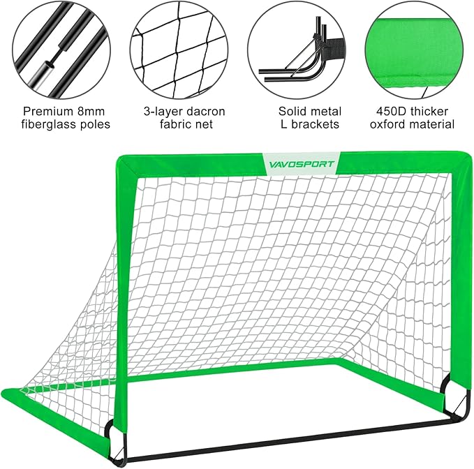 Kids Soccer Goals for Backyard Set - 2 4' x 3' Portable