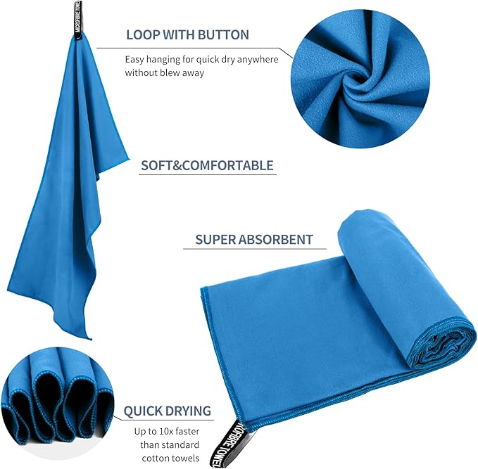 Microfiber Travel Towel (XS:12"×24" -Blue)
