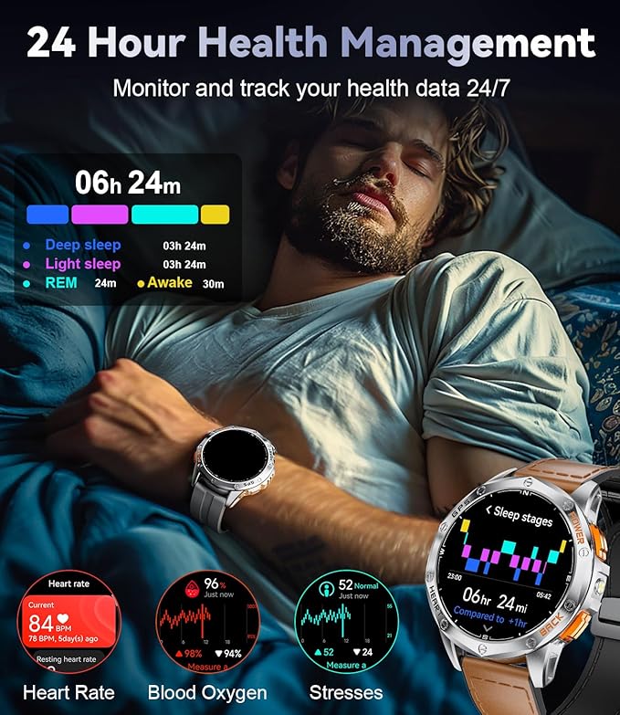 LIGE GPS Military Smart Watch for Men, LED Flashlight/Compass/45 Days Battery/IP68 Waterproof 1.43'' AMOLED Smartwatch, 100+ Sports Modes Fitness Smart Watch, Rugged Smart Watches for Android iOS