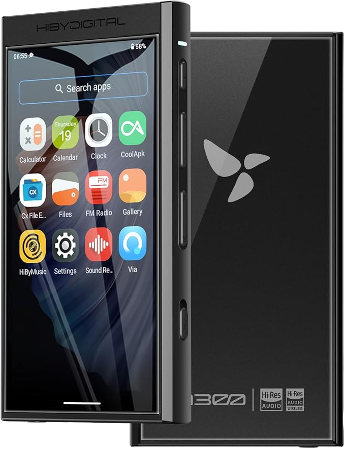 HiBy Digital M300 Android MP3 Player with Bluetooth and WiFi Streaming Player Android 13 Snapdragon 665 HiFi Audio (PCM/DSD) FM Radio Speaker Touchscreen 128GB + 2TB Expandable Storage