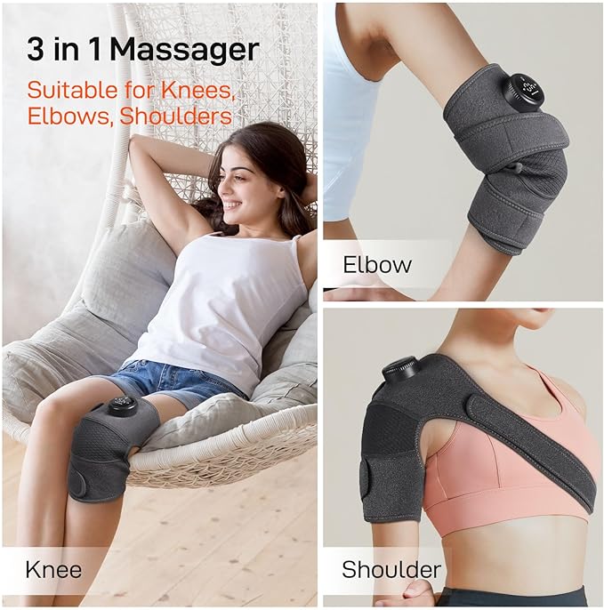 8 Modes & 20 Intensities Cordless Heated Knee Massager,FSA HSA Eligible,Heating Pad for Knee, Shoulder, Elbow Pain Relief,Heated Knee Brace for Arthritis,Perfect Holiday Gift for Men & Women