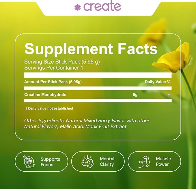 Create Single Serve Creatine Monohydrate Powder – 5g 30 Portable