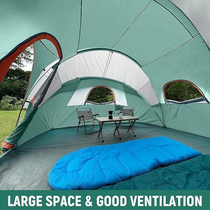 HIKERGARDEN 10 Person Camping Tent - Portable Easy Traveling-14'x11'x74in(H)