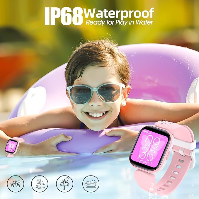 Kids Fitness Activity Tracker Watch, 1.4" DIY Watch Face IP68 Waterproof Kids Smart Watch with 19 Sport Modes, Pedometers, Sleep Tracking, Great Gift for Boys Girls Teens 6+