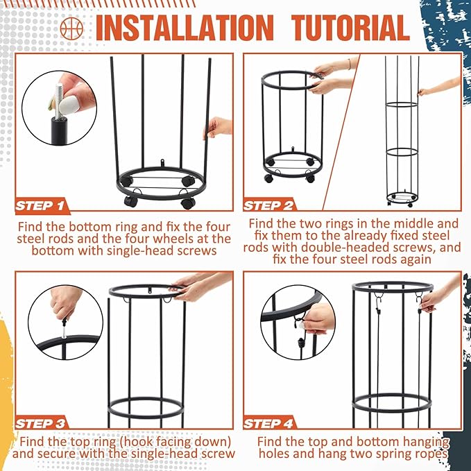 3 Layer Garage Vertical Ball Rack Rolling Basketball