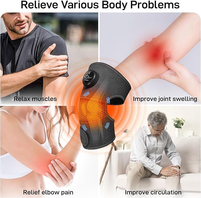 8 Modes & 20 Intensities Cordless Heated Knee Massager,FSA HSA Eligible,Heating Pad for Knee, Shoulder, Elbow Pain Relief,Heated Knee Brace for Arthritis,Perfect Holiday Gift for Men & Women