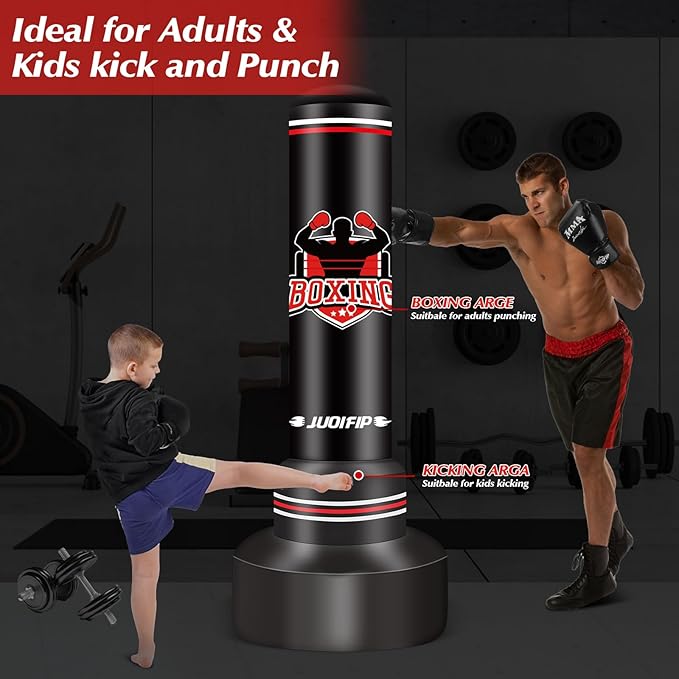 Heavy Punching Bag with Stand Adults Teens,70" Free Standing Boxing Bags,Kickboxing Training Equipment Bags for Men Training Thai Fitness Karate