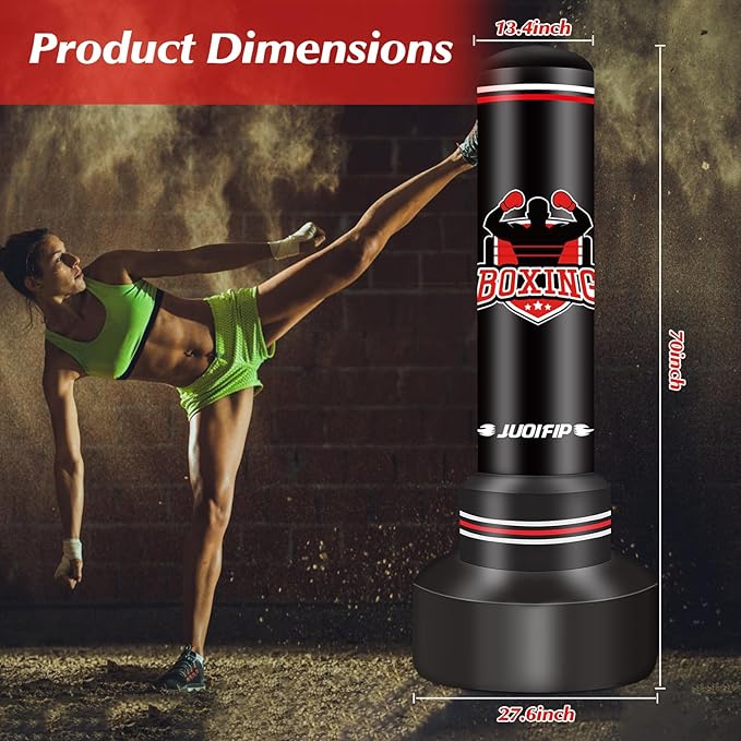 Heavy Punching Bag with Stand Adults Teens,70" Free Standing Boxing Bags,Kickboxing Training Equipment Bags for Men Training Thai Fitness Karate