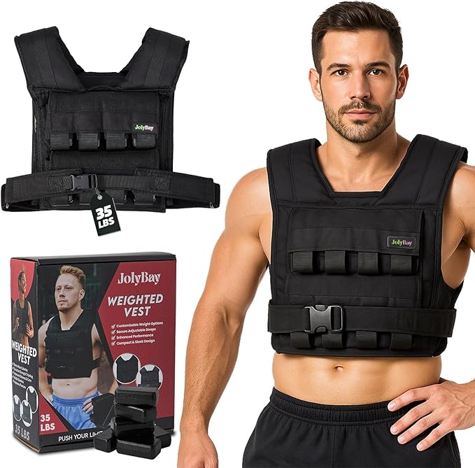 Adjustable Weighted Vest for Men ā 20 LBS | 35 LBS Compact Fitness Vest with Durable Oxford Cloth, Ideal for Running, Cardio, CrossFit, Gym, Core Balance, Posture Support, and Strength Training
