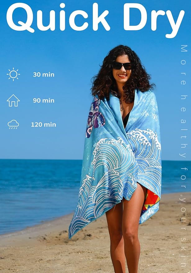 Microfiber Thin Lightweight Beach Towel Sand Free Quick