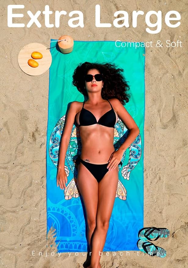Microfiber Lightweight Thin Beach Towel Sand Free Quick