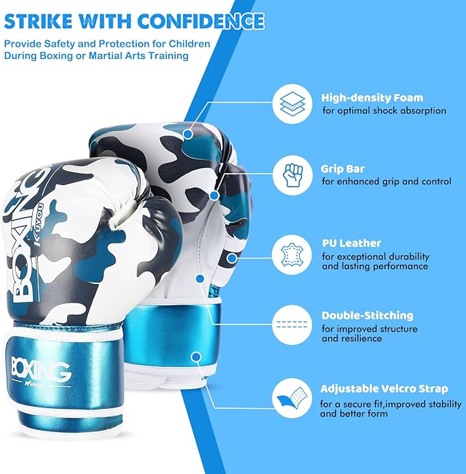 Kids Boxing Gloves, Boxing Gloves for Children 3-9 Youth Boys Girls Toddler PU Cartoon Sparring Training Boxing Gloves for Punching Bag, Kickboxing, Muay Thai, MMA