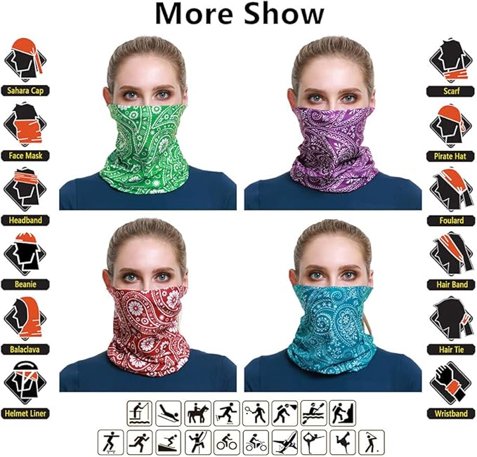 Headband Neck Gaiter Head Wrap Headwear Face Mask Magic Scarf Bandana for Men and Women