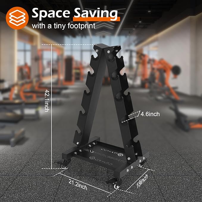 700LBS Weight Capacity Large Dumbbell Rack Stand, Premium Solid Steel A-Frame Dumbbell Rack with Optional Tray and Wheel, Weight Storage Organizer Rack for Dumbbell Set, Perfect for Home Gym Storage