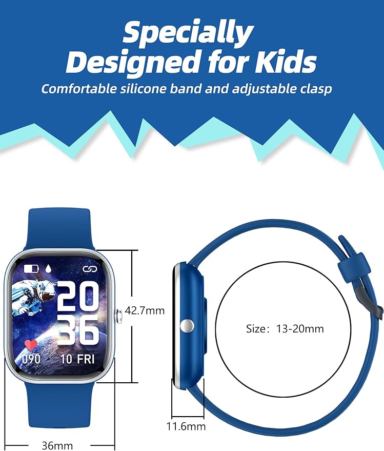 Kids Smart Watch for Girls,IP68 Waterproof Kids Fitness Tracker Watch with 1.5 Inch DIY Face,Heart Rate Sleep Monitor,19 Sport Modes,Calories Counter,Alarm Clock,Great Gifts for Children 6+ (Blue)