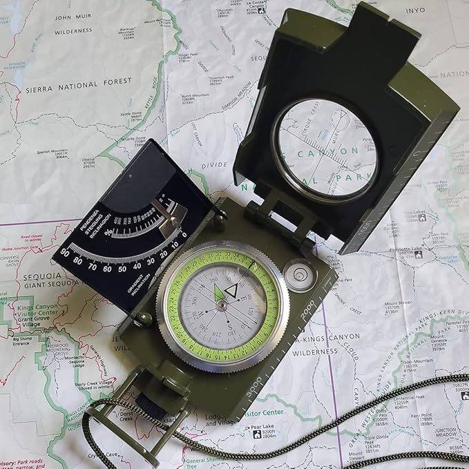 Military Compass with Fatwood Fire Starter for Backpacking