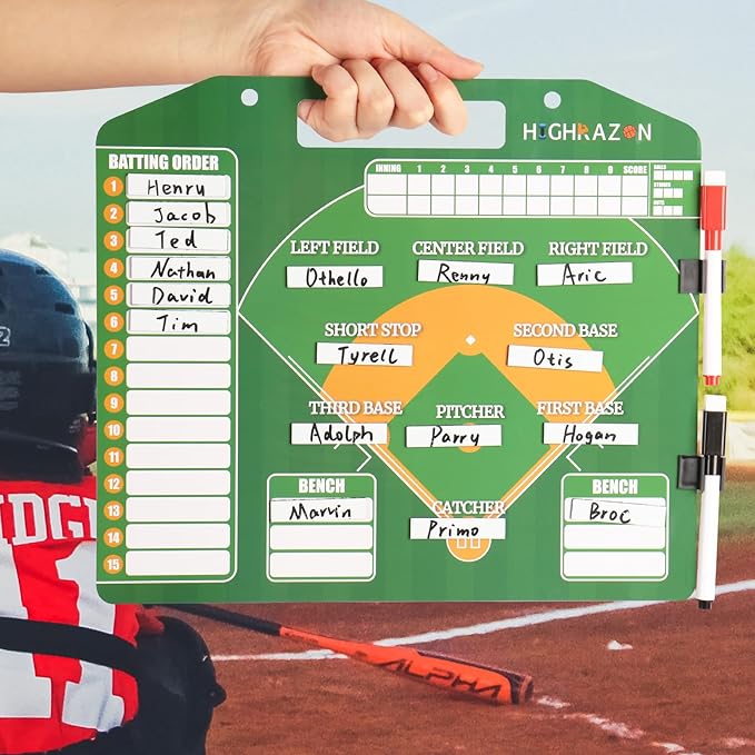Magnetic Baseball Coach Clipboard 40 Lineup