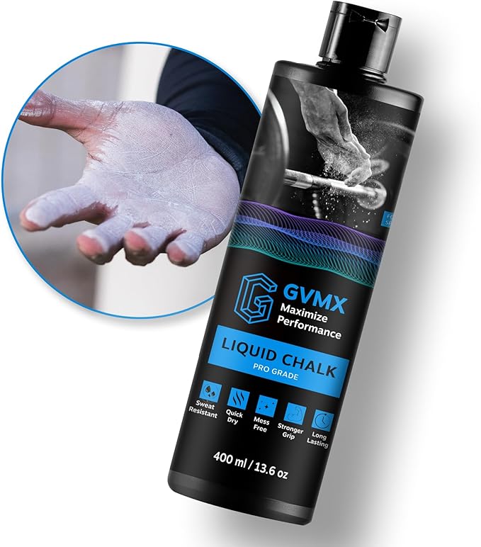 50ML/100ML/400ML Superior Grip Premium Liquid Chalk. Long Lasting Mess-Free Gym Chalk for Weightlifting, Gymnastics, Climbing. Fast Drying Refillable Gym Accessories. Package May Vary.