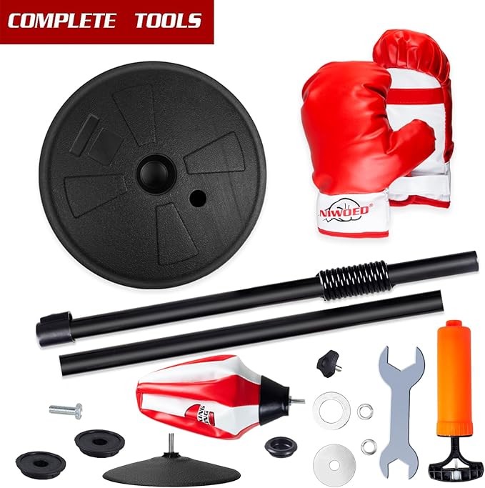 Kids Boxing Set with Stand, Includes Boxing Gloves, Punching Ball & Adjustable Stand, Sensory Sports Toys, Ages 3-10