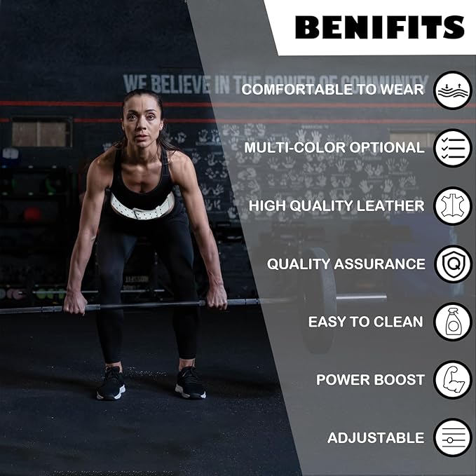 9mm Leather Fitness Weight Lifting Belt for Women&Men 4 Inches