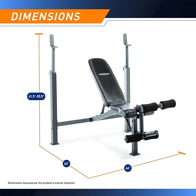 Marcy Competitor Adjustable Olympic Weight Bench with Leg Developer for Weight Lifting and Strength Training CB-729, Black