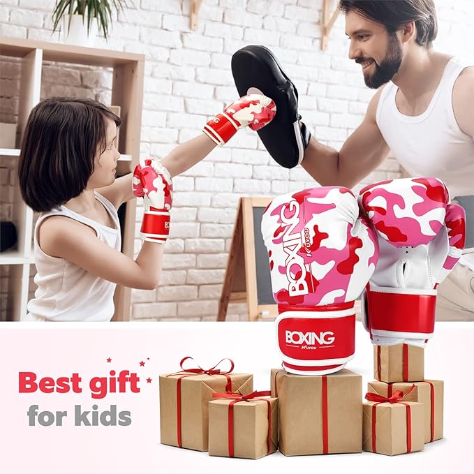 Kids Boxing Gloves, Boxing Gloves for Children 3-9 Youth Boys Girls Toddler PU Cartoon Sparring Training Boxing Gloves for Punching Bag, Kickboxing, Muay Thai, MMA