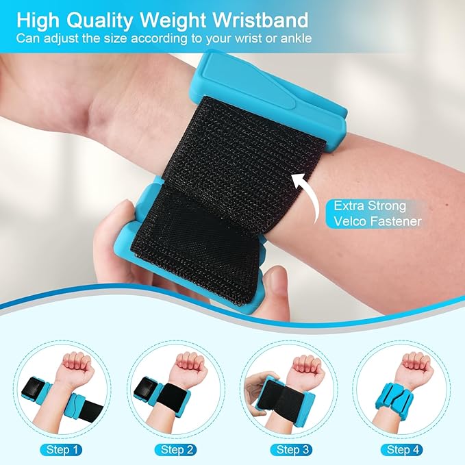 ADLIFE Adjustable Wrist Ankle Weights for Women Men Kids, 2 Lbs Wearable Arm Leg Weights Set of 2(1 Lb Each), Weighted Wristbands Exercise Weights for Walking Running Pilates Yoga Home Gym Workout