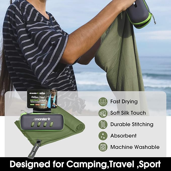 4Monster Camping Towel Super Absorbent-Quick Dry Microfiber Towel
