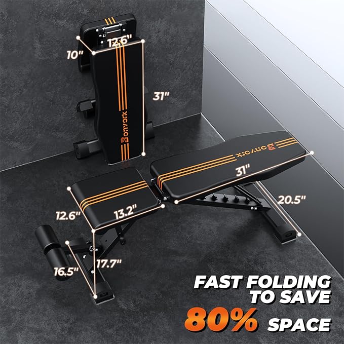 700-880LBS Adjustable Weight Bench - Bonvork Foldable Workout 80 X 40MM Heavy