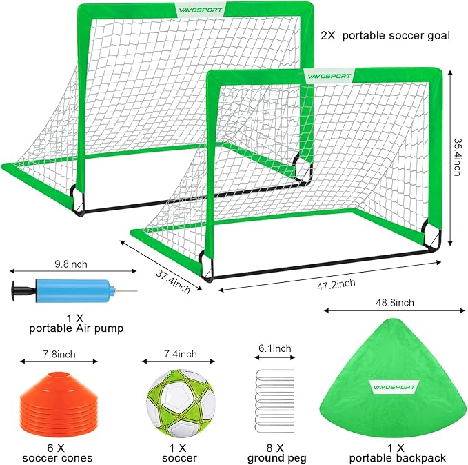 Kids Soccer Goals for Backyard Set - 2 4' x 3' Portable
