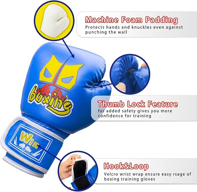 Kids Boxing Gloves 6oz for Boys and Girls 6-12, Training Gloves for Youth and Toddler, Punching Bag Kickboxing Muay Thai Mitts MMA