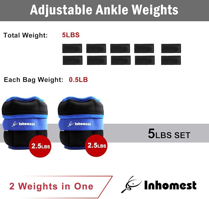 Adjustable Ankle Weights 1-5/10/12 Lbs Leg Weights