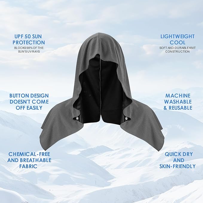 4 Pack Cooling Hoodie Towels for Neck and Face 50 Sun