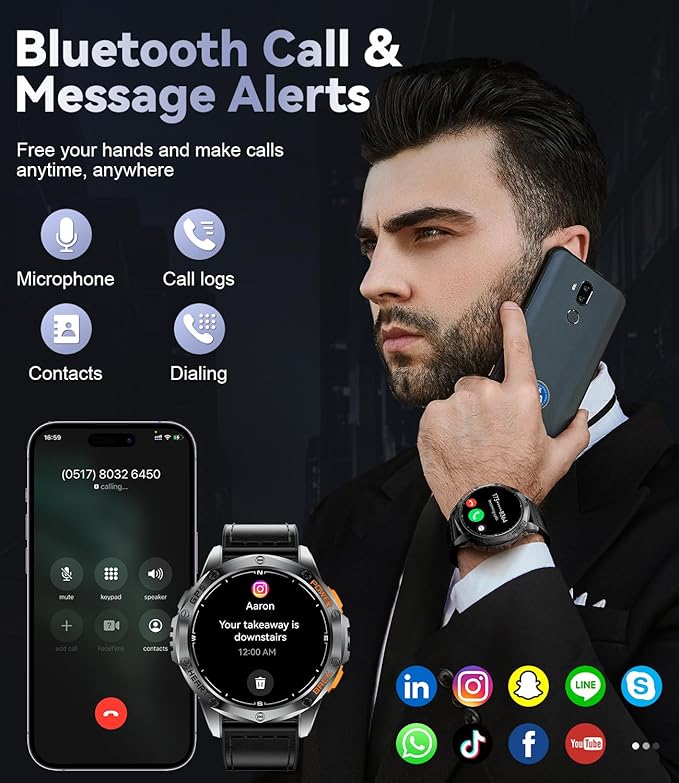 LIGE GPS Military Smart Watch for Men, LED Flashlight/Compass/45 Days Battery/IP68 Waterproof 1.43'' AMOLED Smartwatch, 100+ Sports Modes Fitness Tracker, Rugged Smart Watches for Android iOS
