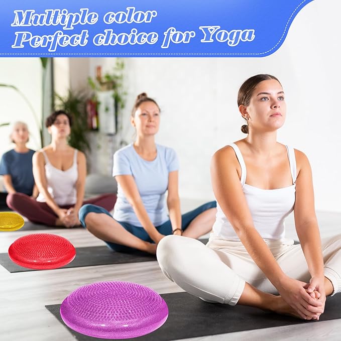 Libima 4 Pcs Glitter Wiggle Seat for Sensory Kids Inflated Wobble Cushion Sensory Seat Flexible Seating for Classroom Elementary, Balance Disc with Pump for Kids Adult Office Home