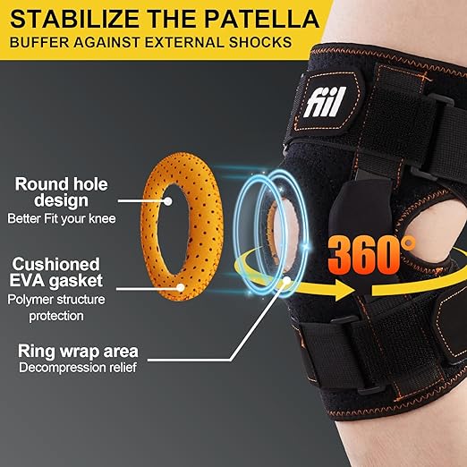 Hinged Knee Brace For Meniscus Tear - Adjustable Knee Support for Knee Pain Removable Side Knee Stabilizers and Gel Pads Effective Relief Arthritis Tendinitis Pain For Men and Women