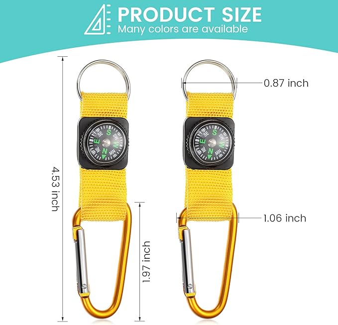 36 Pieces Compass Keychain Bulk Carabiner Belt Clips