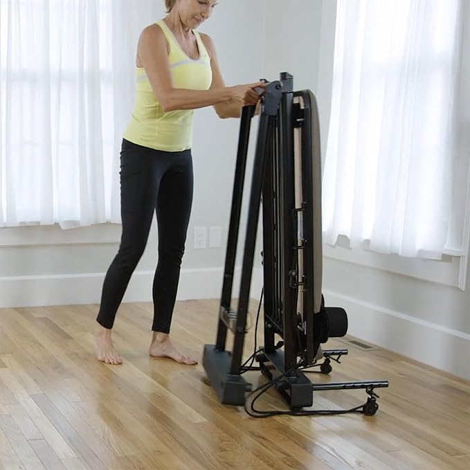 AeroPilates Reformer - Pilates Reformer Workout Machine for Home Gym - Cardio Fitness Rebounder- Up to 300 lbs Weight Capacity, Gray