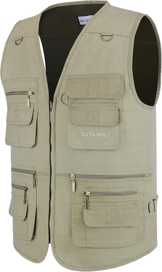 Men's Utility Work Hunting Travel Fishing Multi-Pockets Outdoor Vests