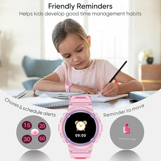 Kids Smart Watch, Waterproof Kids Fitness Tracker Watch with 26 Sports Modes, Pedometer, Heart Rate Monitor, Alarm Clock, Sleep Tracking for Girls Boys Ages 6+