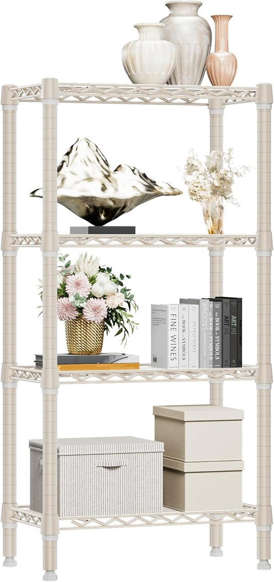 1000 lbs 4 Tier Shelf Metal Storage Shelves Wire Rack Closet Organizers for Garage Kitchen Bathroom Laundry Light Tan 11.8" D x 23.6" W x 47.5" H