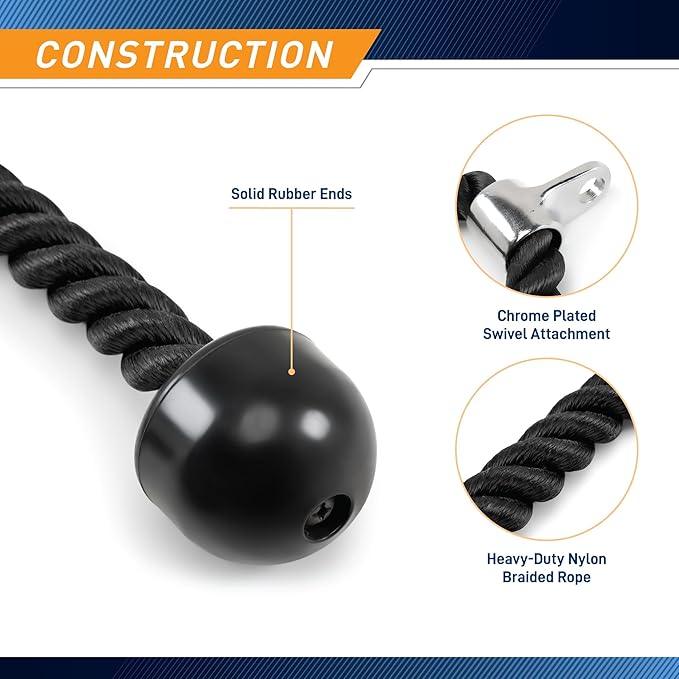 Marcy Heavy Duty Nylon Triceps Rope for Upper Body Workout TCR-24