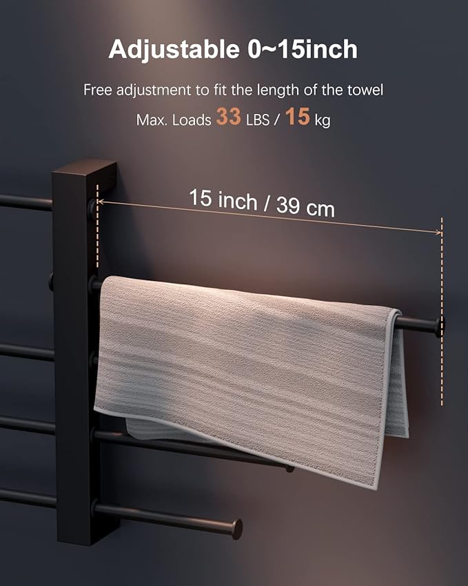 5-Tier Bridge Sliding Bathroom Towel Bar 16 Inch 1.5" Tube