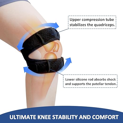 Medical Patella Knee Brace for Knee Pain, Professional Patellar Tendon Support Strap for Men&Women, Knee Brace for Meniscus Tear, Pain Relief, Arthriti(S/M, Navy)