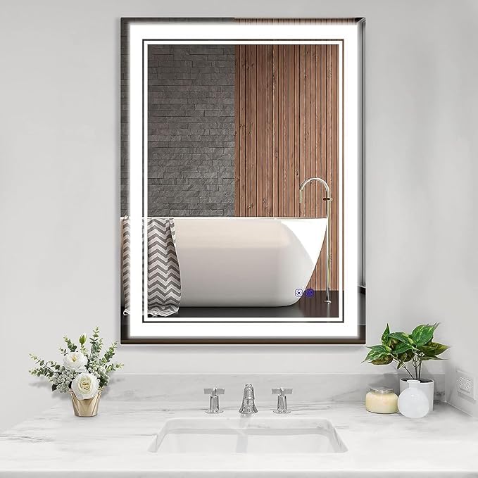 24 x 32 Inch Led Mirror for Bathroom 3 Colors CRI95+, Memory